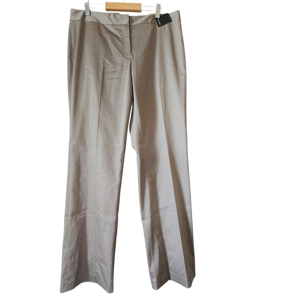 Tahari Dress Pants Women's 12 Flat Front Beige Tan 35x33" Stretch Straight NWT